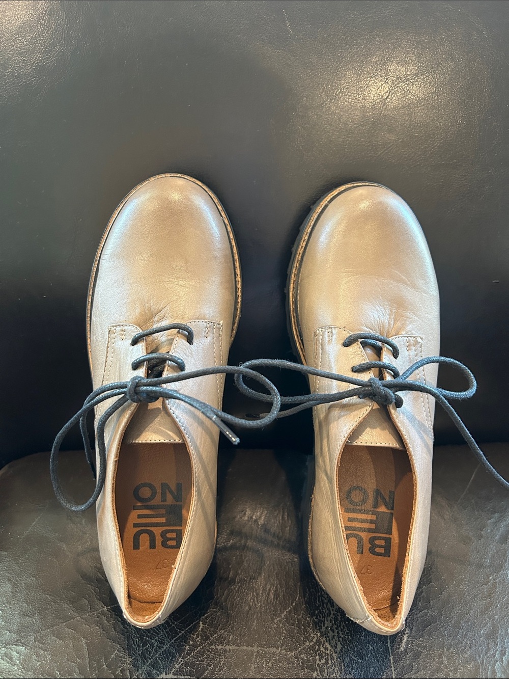 Bueno Leather Lace-Up Oxfords in Taupe